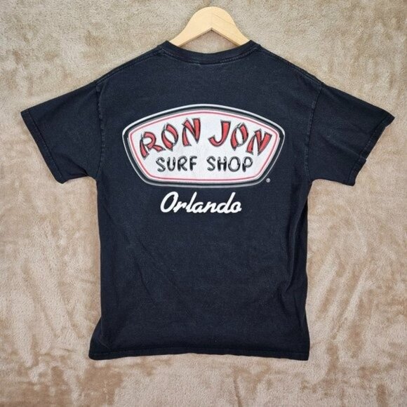 Ron Jon Surf Shop Mens T-Shirt Size M Black Orlando Florida Cotton Short Sleeve - Picture 1 of 10